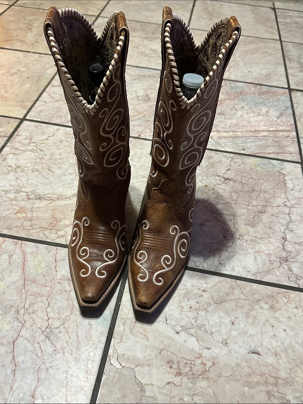 Brown Western Embroidered Pointed-Toe Women's Boots